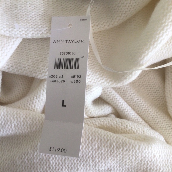 ANN TAYLOR WOOL BLEND WHITE OPEN FRONT CARDIGAN LARGE NWT - Picture 13 of 13
